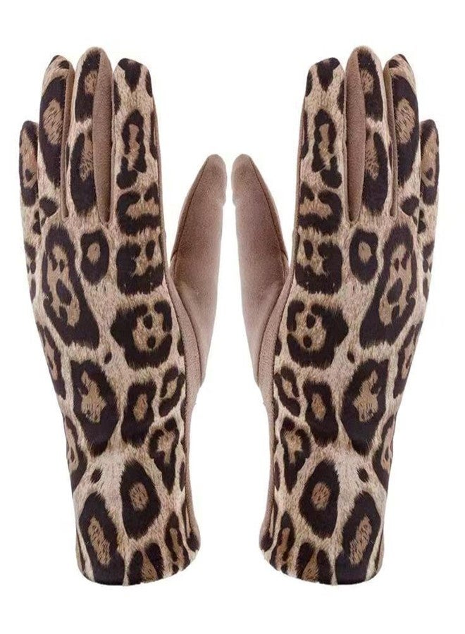 Vikodah Winter Finger Gloves for Women Leopard-Print Warm Touch-Screen Fleece Lined Glove for Women S/M - Image 1